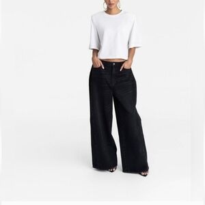 KBB by KAHLANA x Target Women's 8 Low-Rise Wide Leg The Rachel Jean, Black Wash